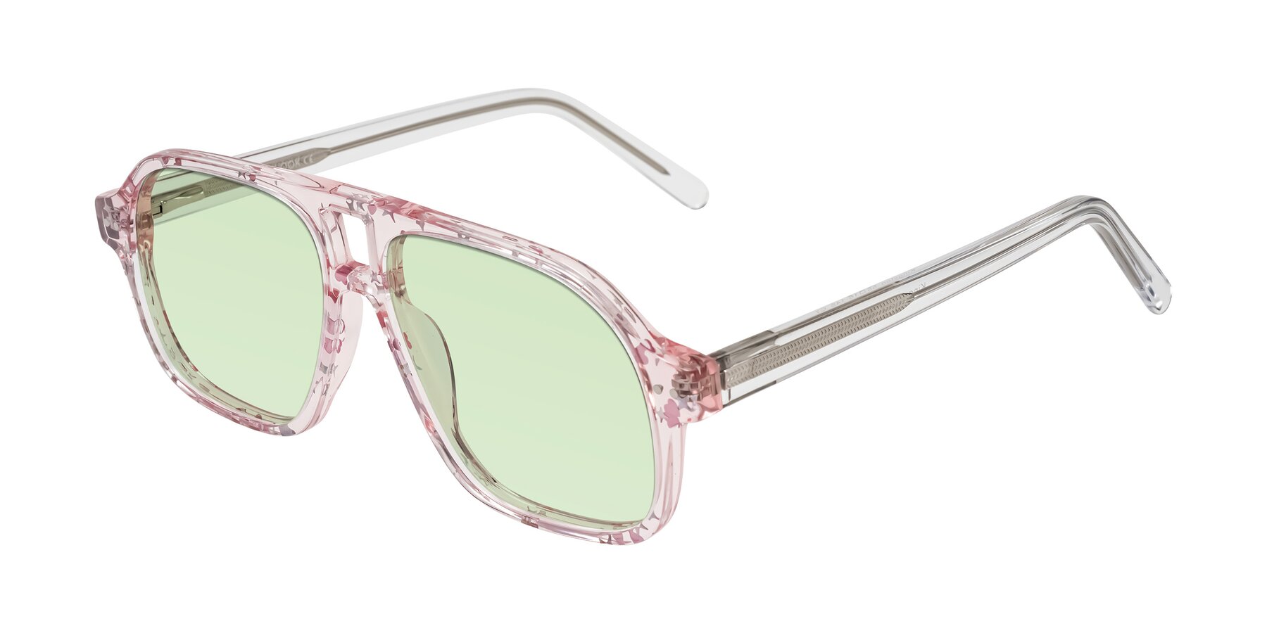 Angle of Kingston in Sparkling Blush with Light Green Tinted Lenses
