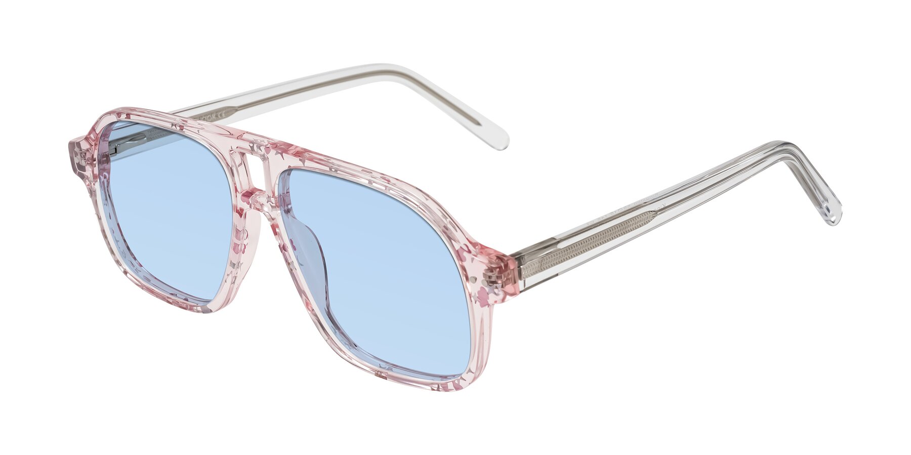 Angle of Kingston in Sparkling Blush with Light Blue Tinted Lenses
