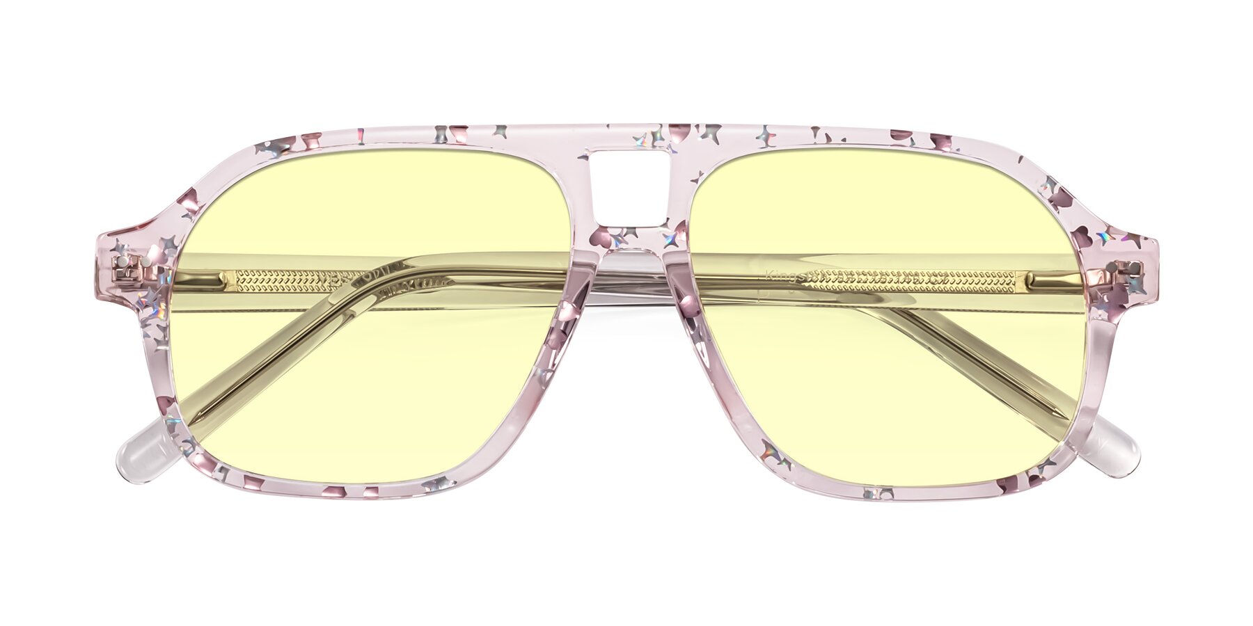 Folded Front of Kingston in Sparkling Blush with Light Yellow Tinted Lenses
