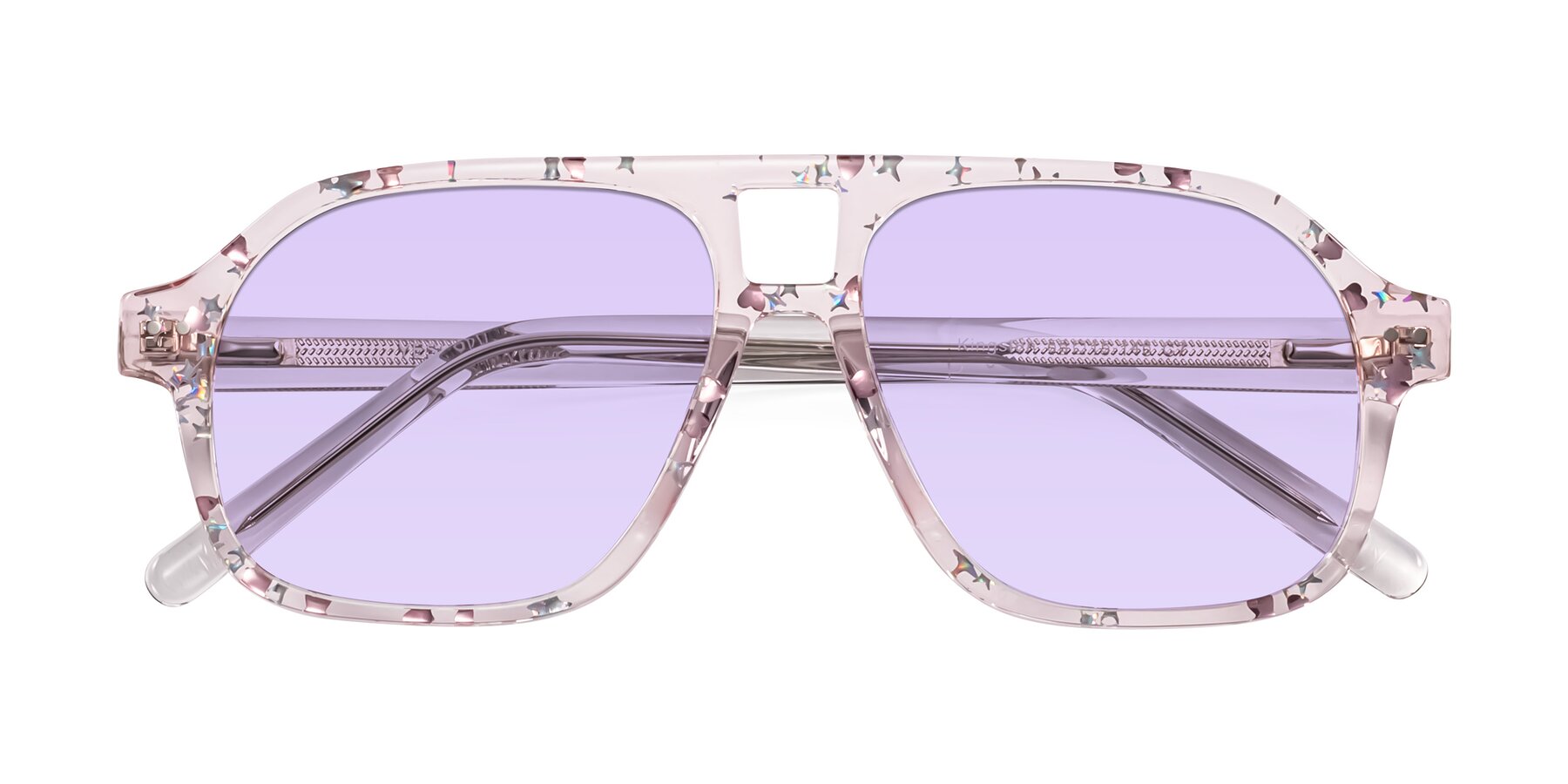 Folded Front of Kingston in Sparkling Blush with Light Purple Tinted Lenses
