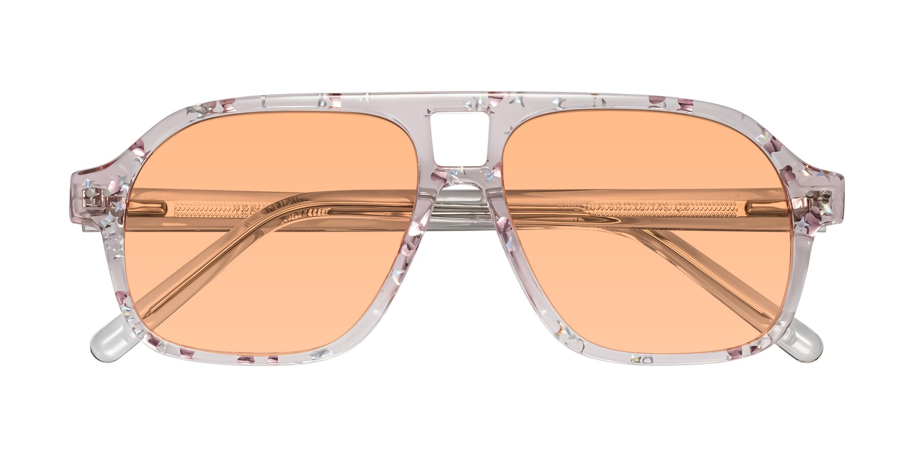 Folded Front of Kingston in Sparkling Blush with Light Orange Tinted Lenses