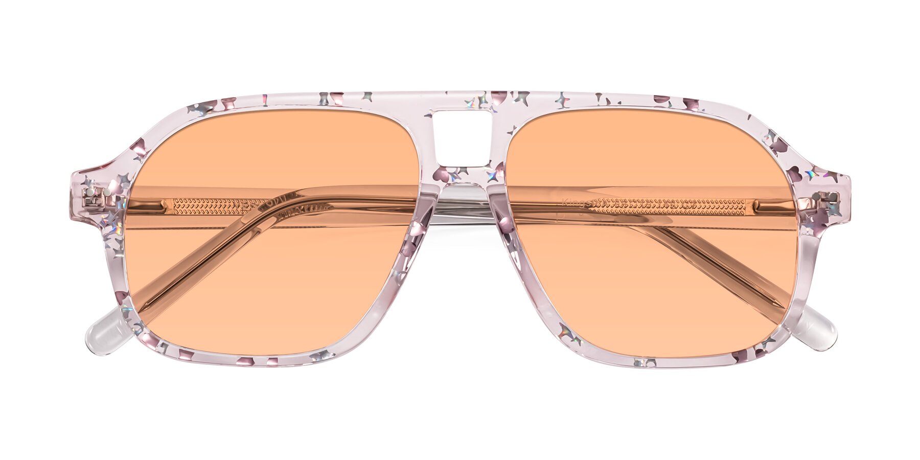 Folded Front of Kingston in Sparkling Blush with Light Orange Tinted Lenses