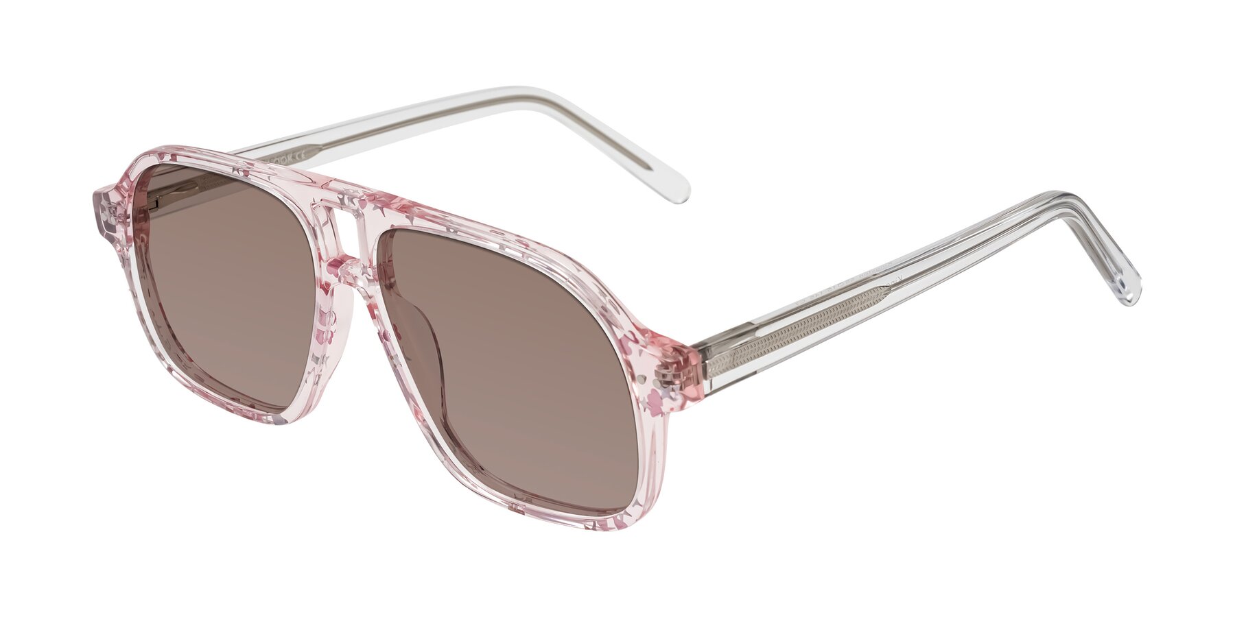 Angle of Kingston in Sparkling Blush with Medium Brown Tinted Lenses