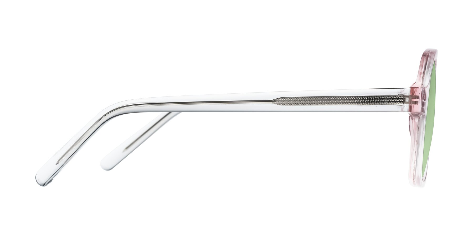 Side of Kingston in Sparkling Blush with Medium Green Tinted Lenses