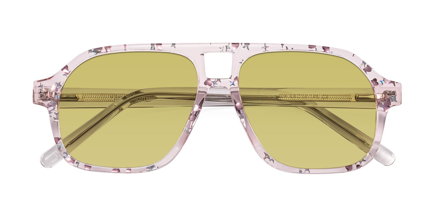 Folded Front of Kingston in Sparkling Blush with Medium Champagne Tinted Lenses
