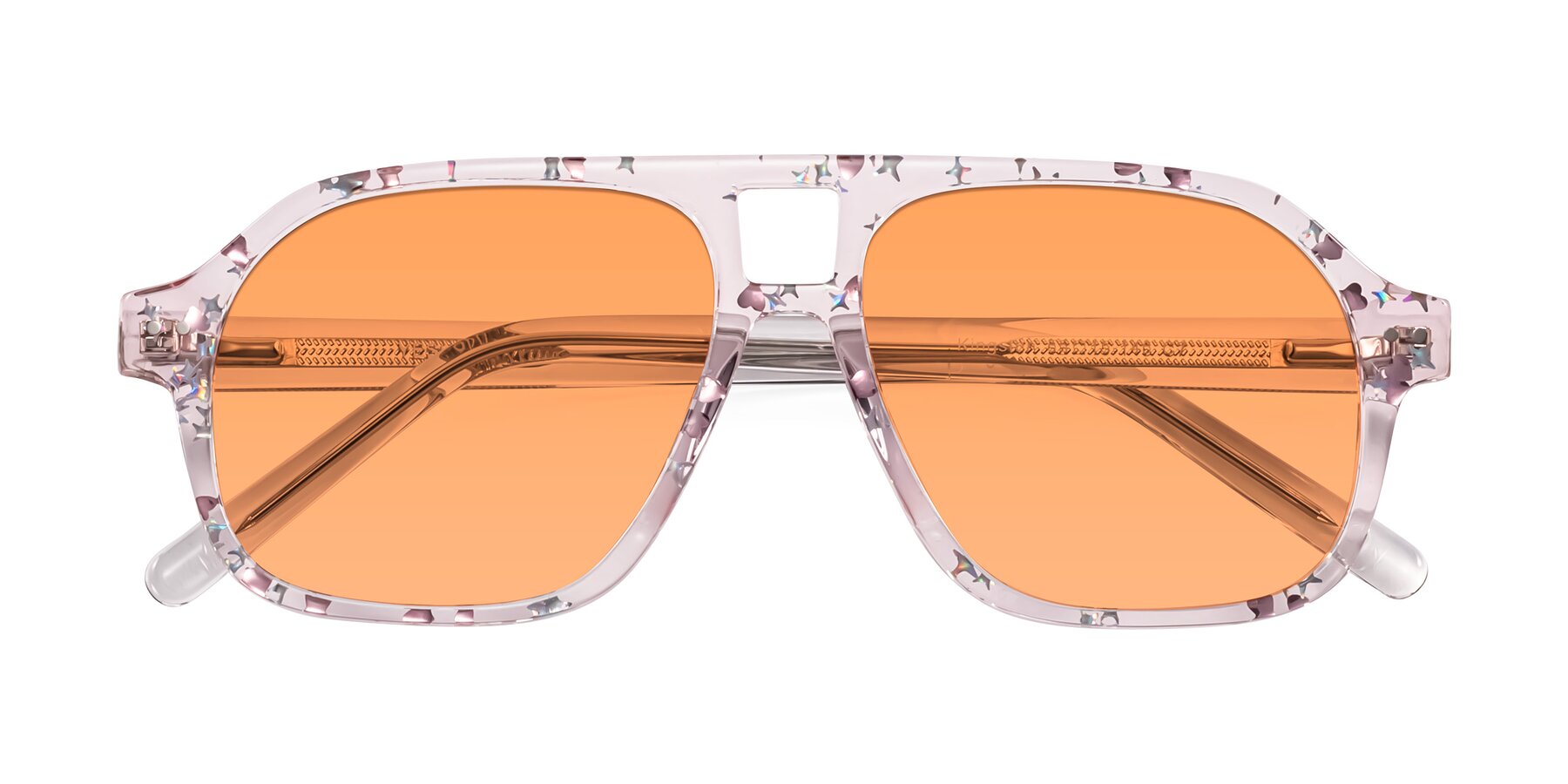 Folded Front of Kingston in Sparkling Blush with Medium Orange Tinted Lenses