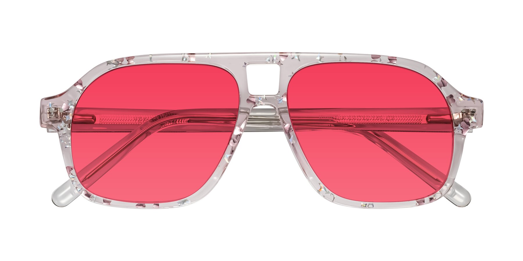 Folded Front of Kingston in Sparkling Blush with Red Tinted Lenses