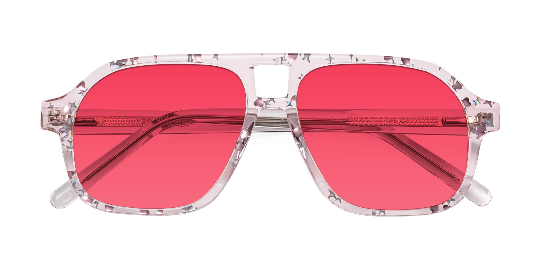 Folded Front of Kingston in Sparkling Blush with Red Tinted Lenses