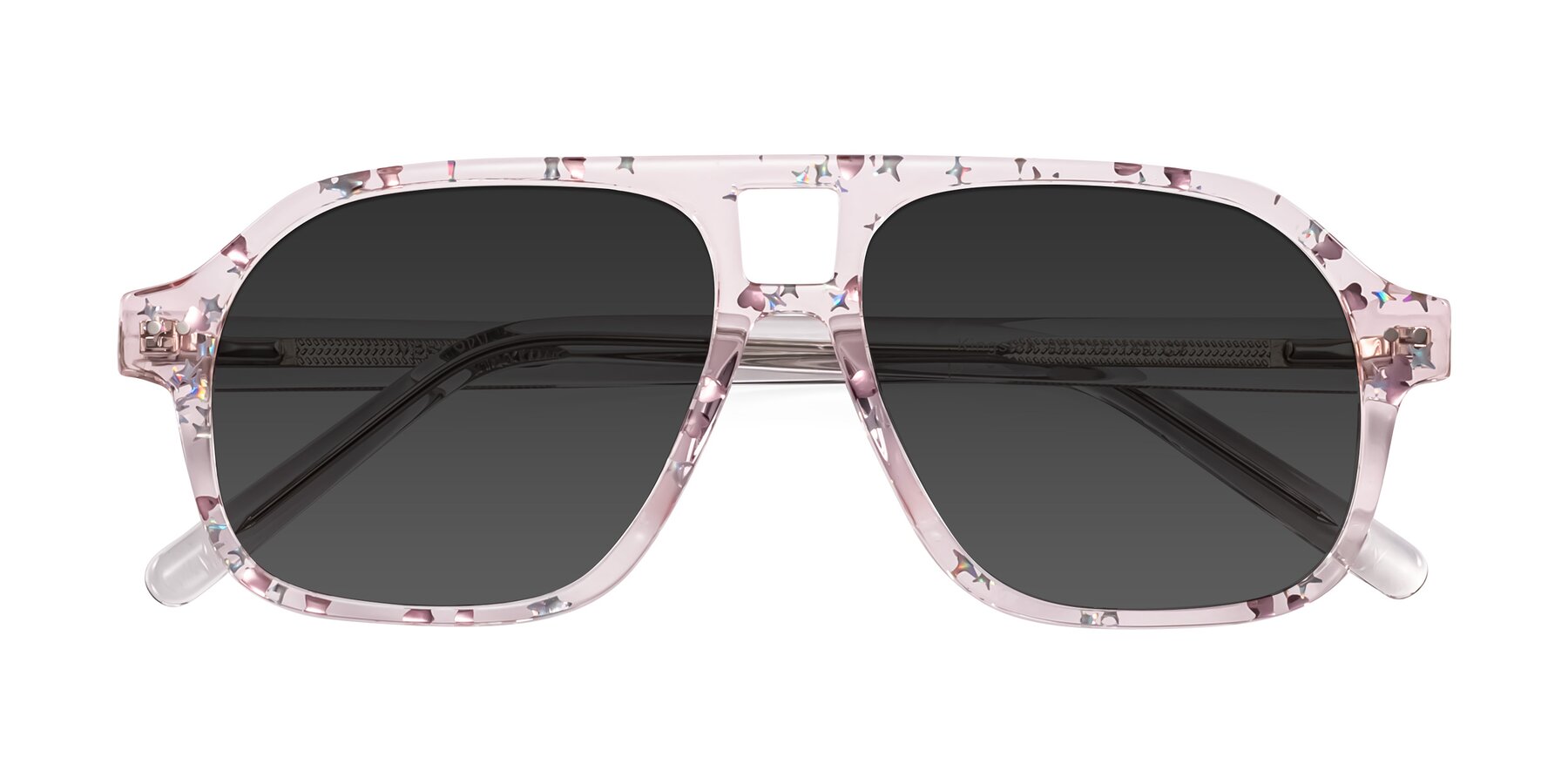 Folded Front of Kingston in Sparkling Blush with Gray Tinted Lenses
