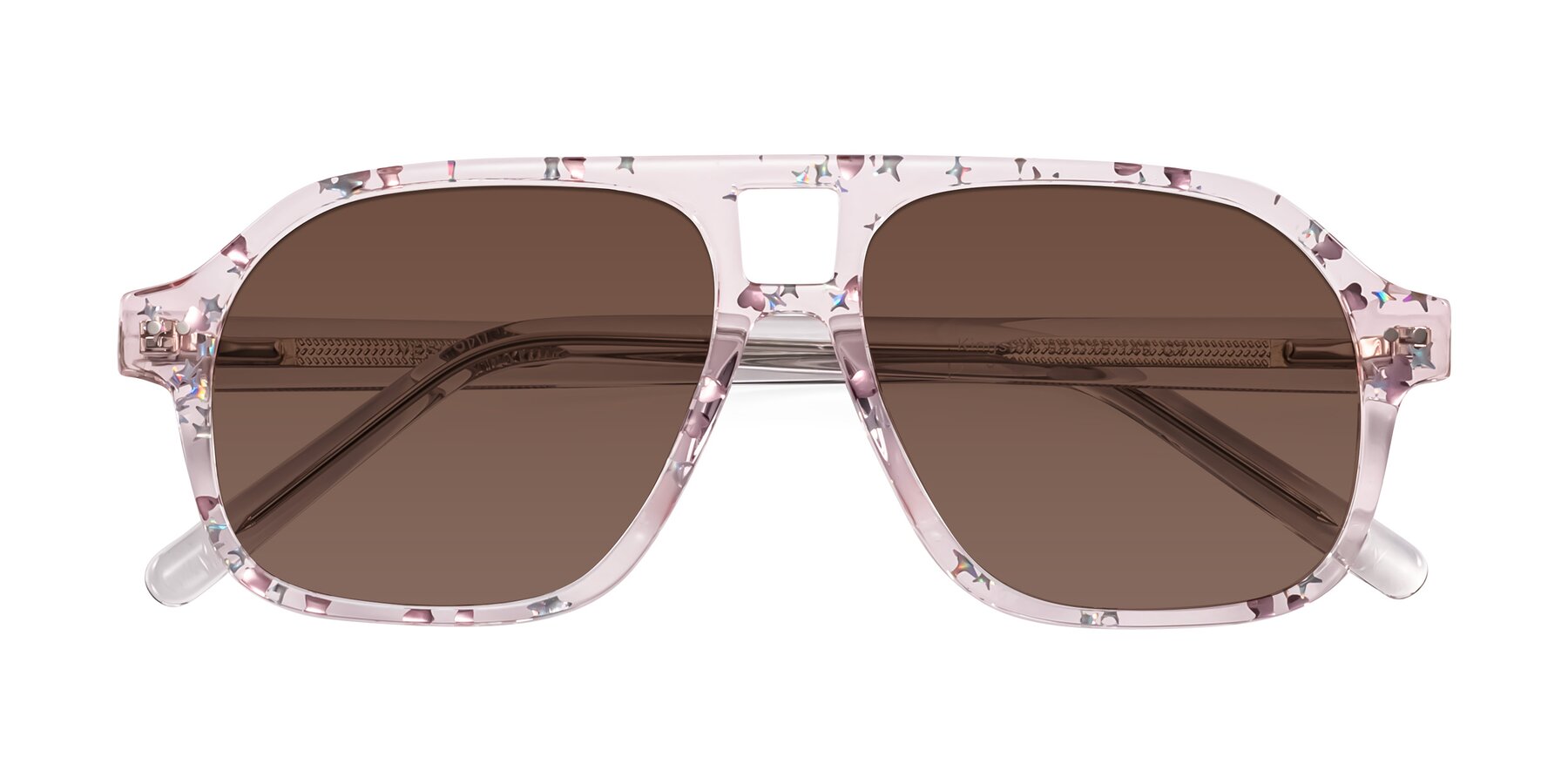 Folded Front of Kingston in Sparkling Blush with Brown Tinted Lenses