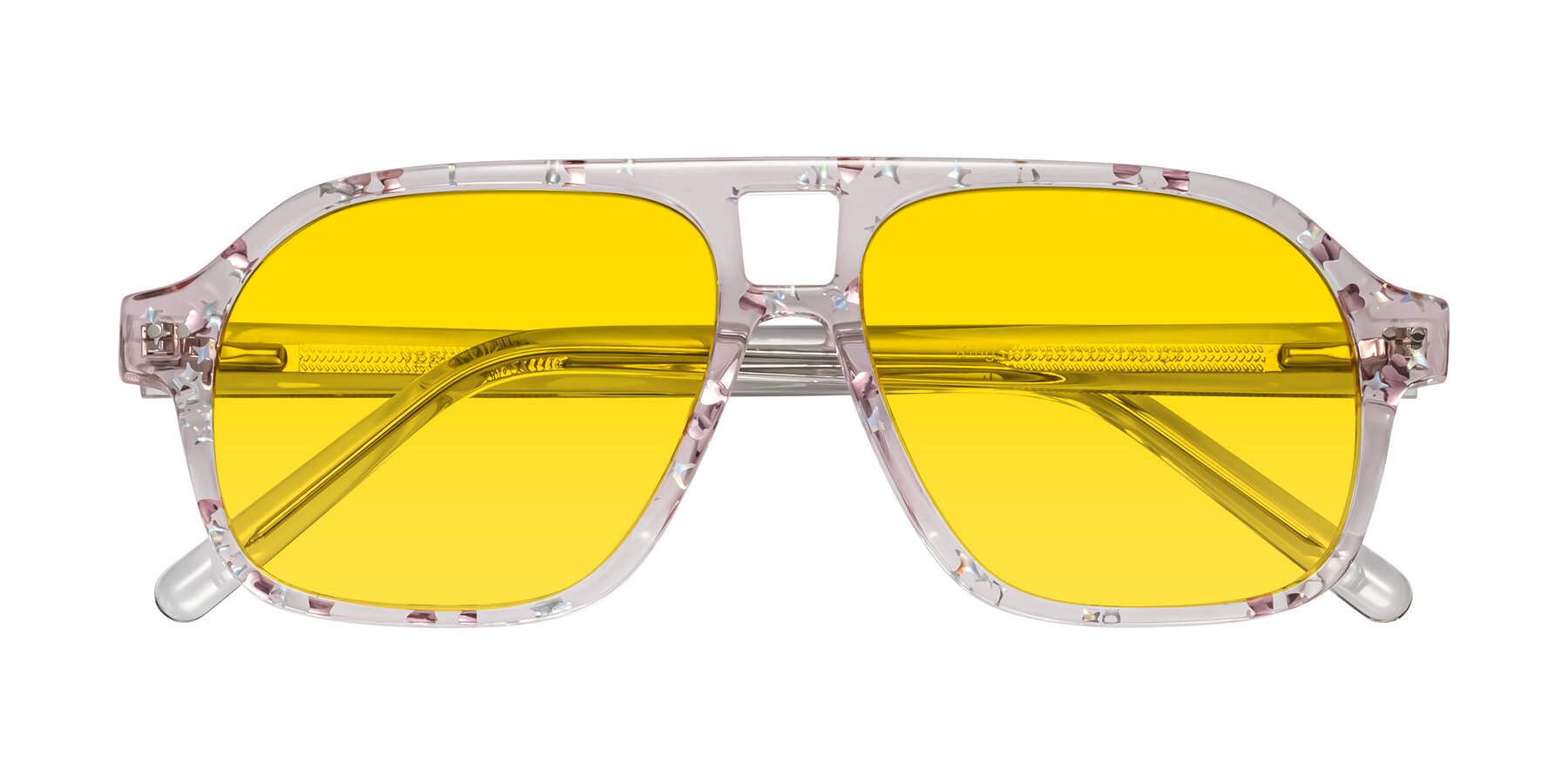Folded Front of Kingston in Sparkling Blush with Yellow Tinted Lenses