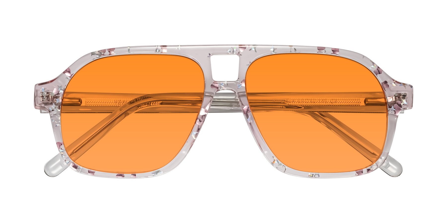 Folded Front of Kingston in Sparkling Blush with Orange Tinted Lenses