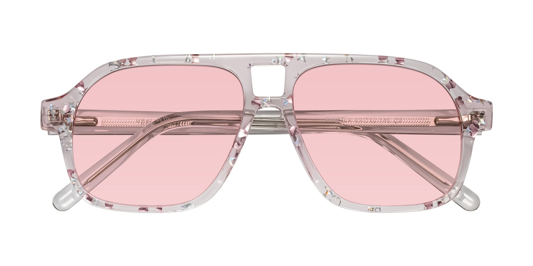 Folded Front of Kingston in Sparkling Blush with Light Garnet Tinted Lenses