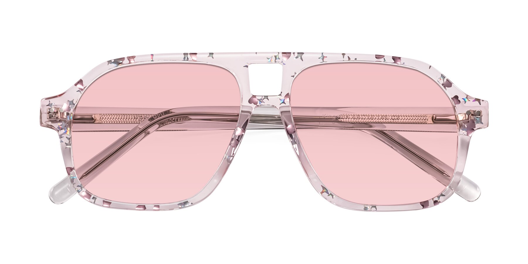 Folded Front of Kingston in Sparkling Blush with Light Garnet Tinted Lenses