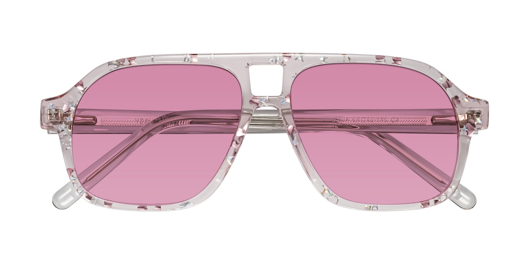 Folded Front of Kingston in Sparkling Blush with Medium Wine Tinted Lenses