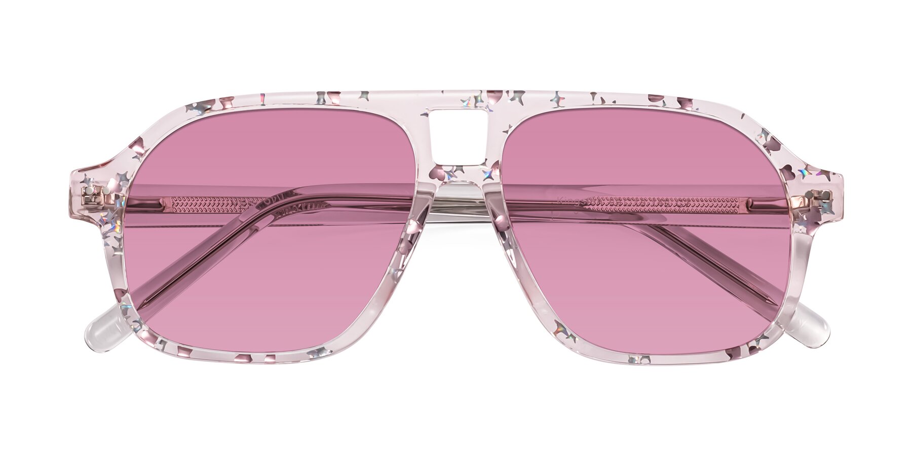 Folded Front of Kingston in Sparkling Blush with Medium Wine Tinted Lenses