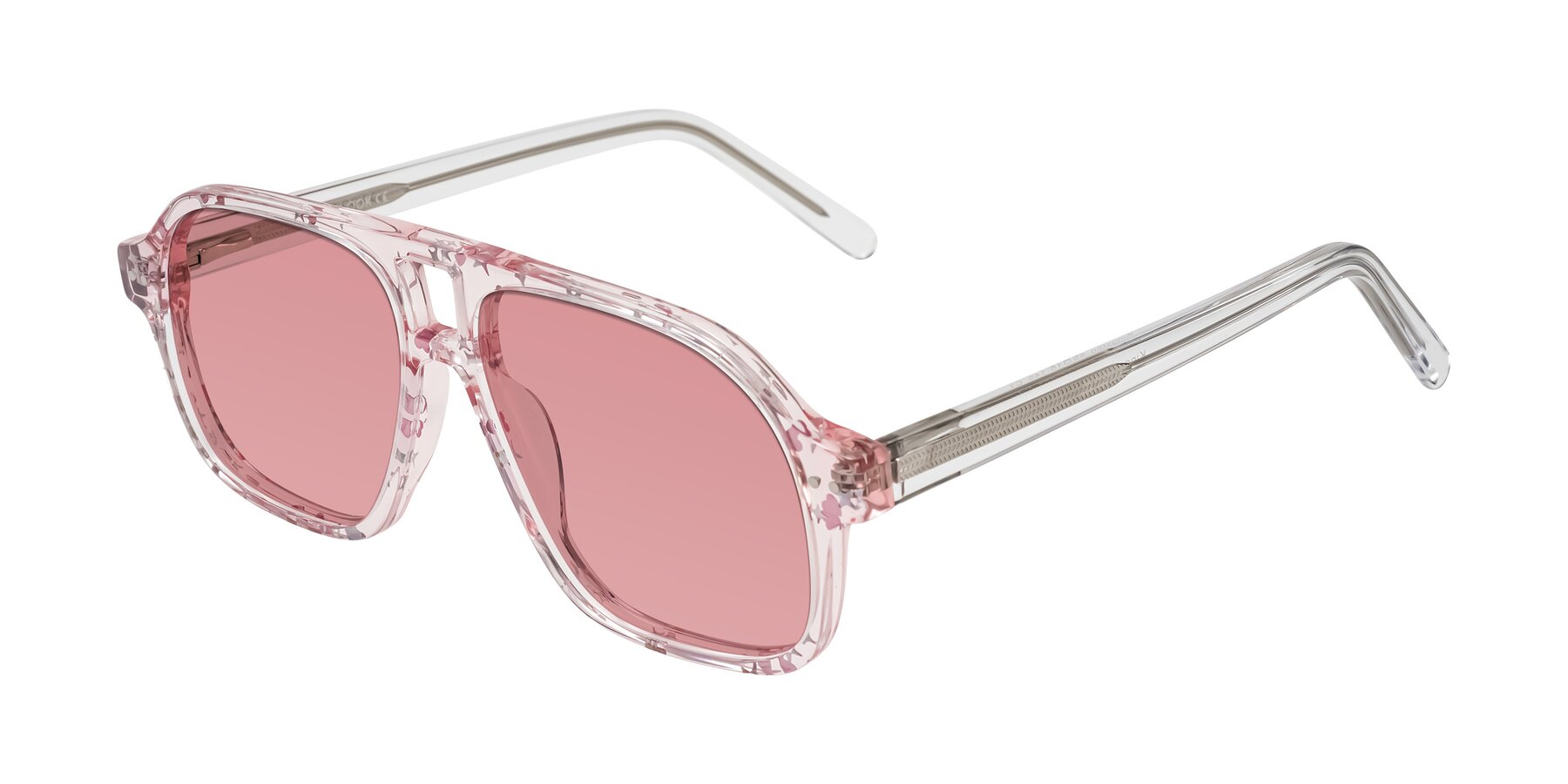 Angle of Kingston in Sparkling Blush with Medium Garnet Tinted Lenses