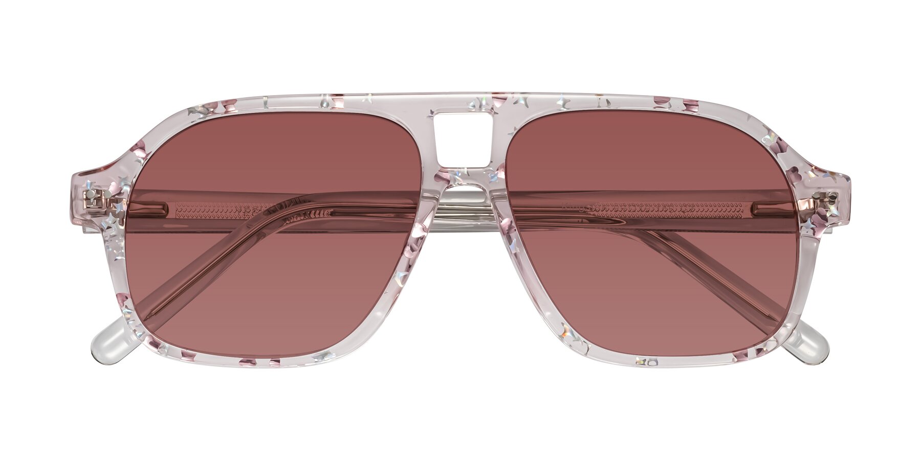 Folded Front of Kingston in Sparkling Blush with Garnet Tinted Lenses