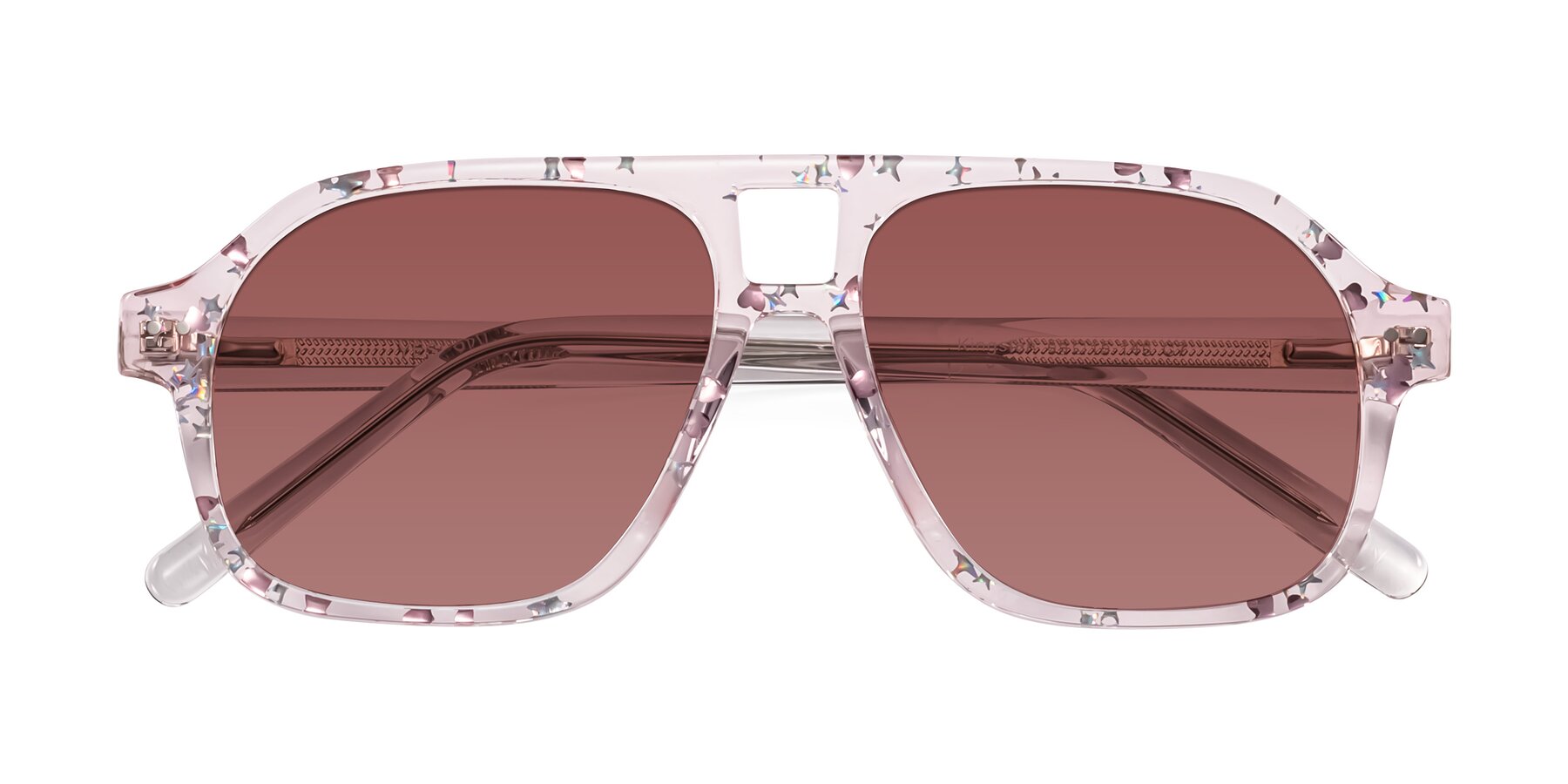 Folded Front of Kingston in Sparkling Blush with Garnet Tinted Lenses