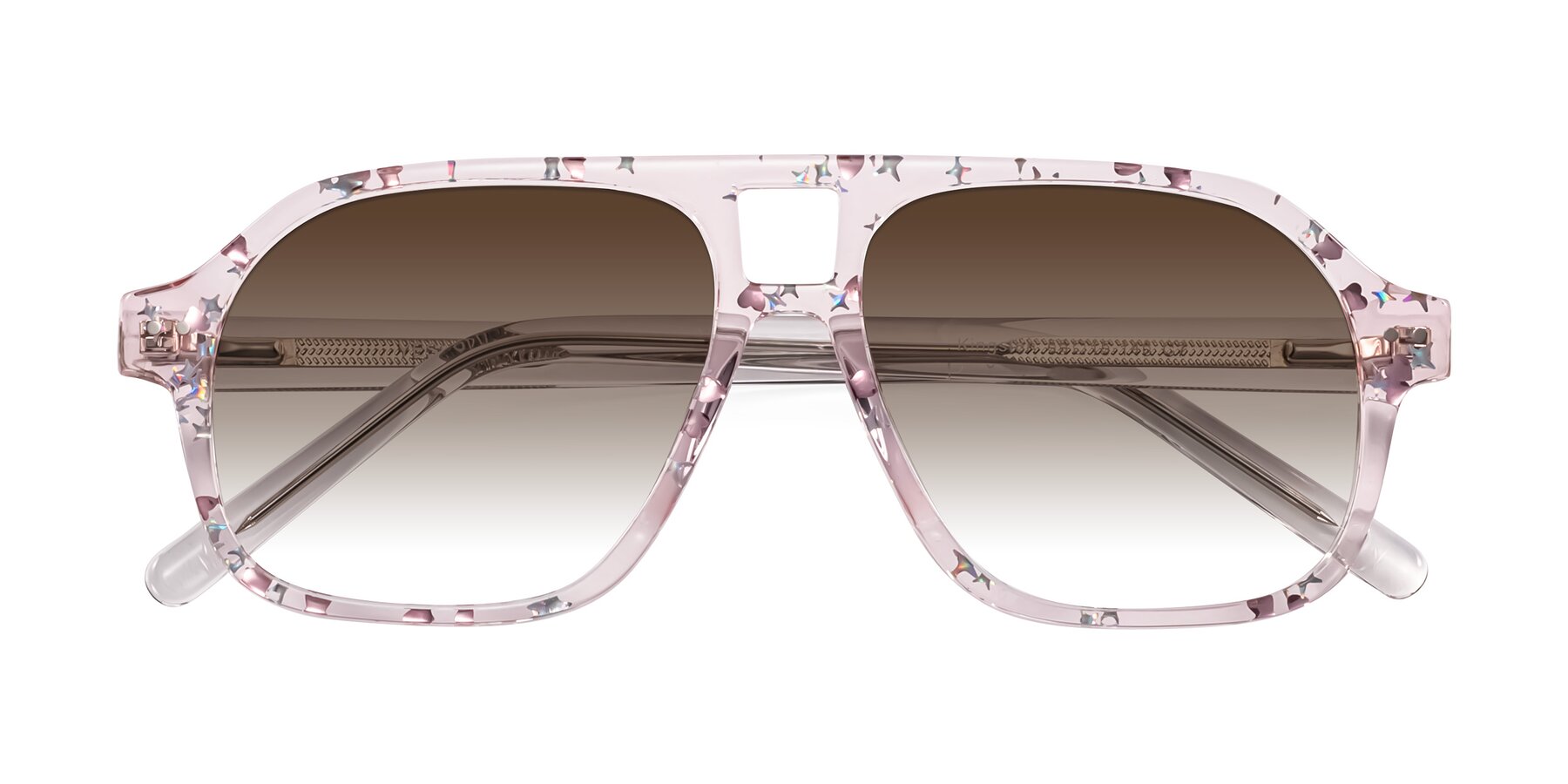 Folded Front of Kingston in Sparkling Blush with Brown Gradient Lenses