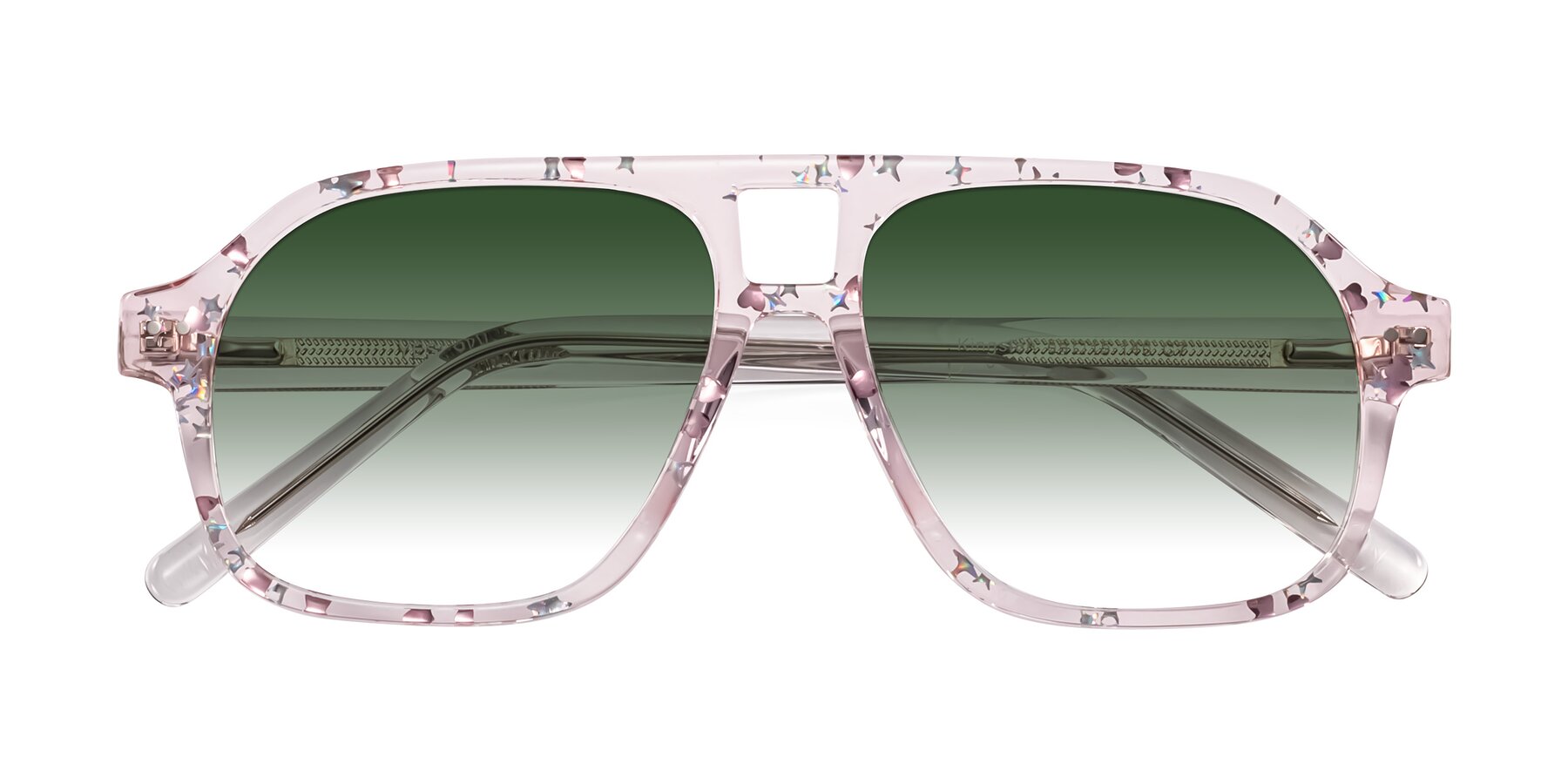 Folded Front of Kingston in Sparkling Blush with Green Gradient Lenses