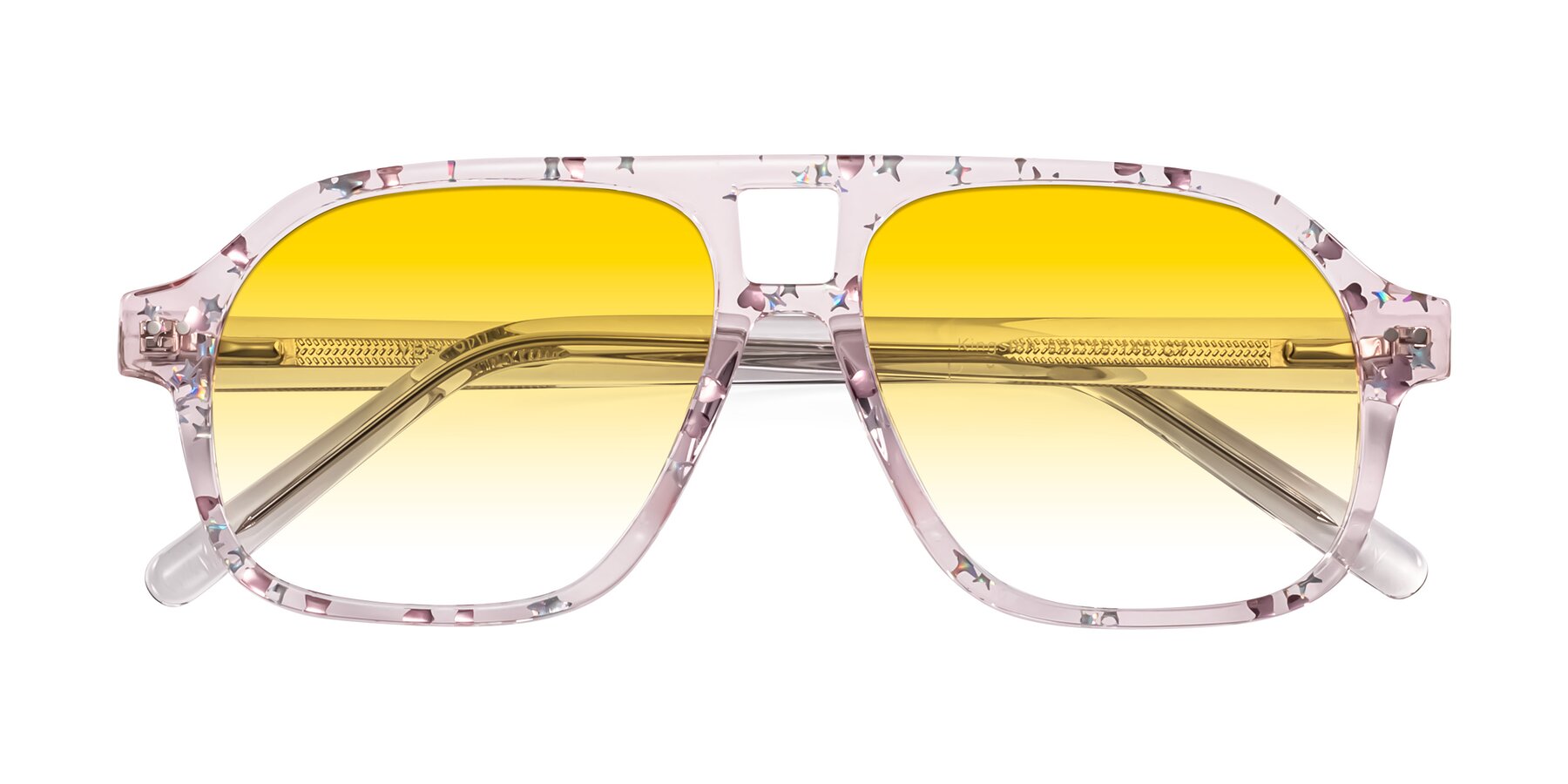 Folded Front of Kingston in Sparkling Blush with Yellow Gradient Lenses