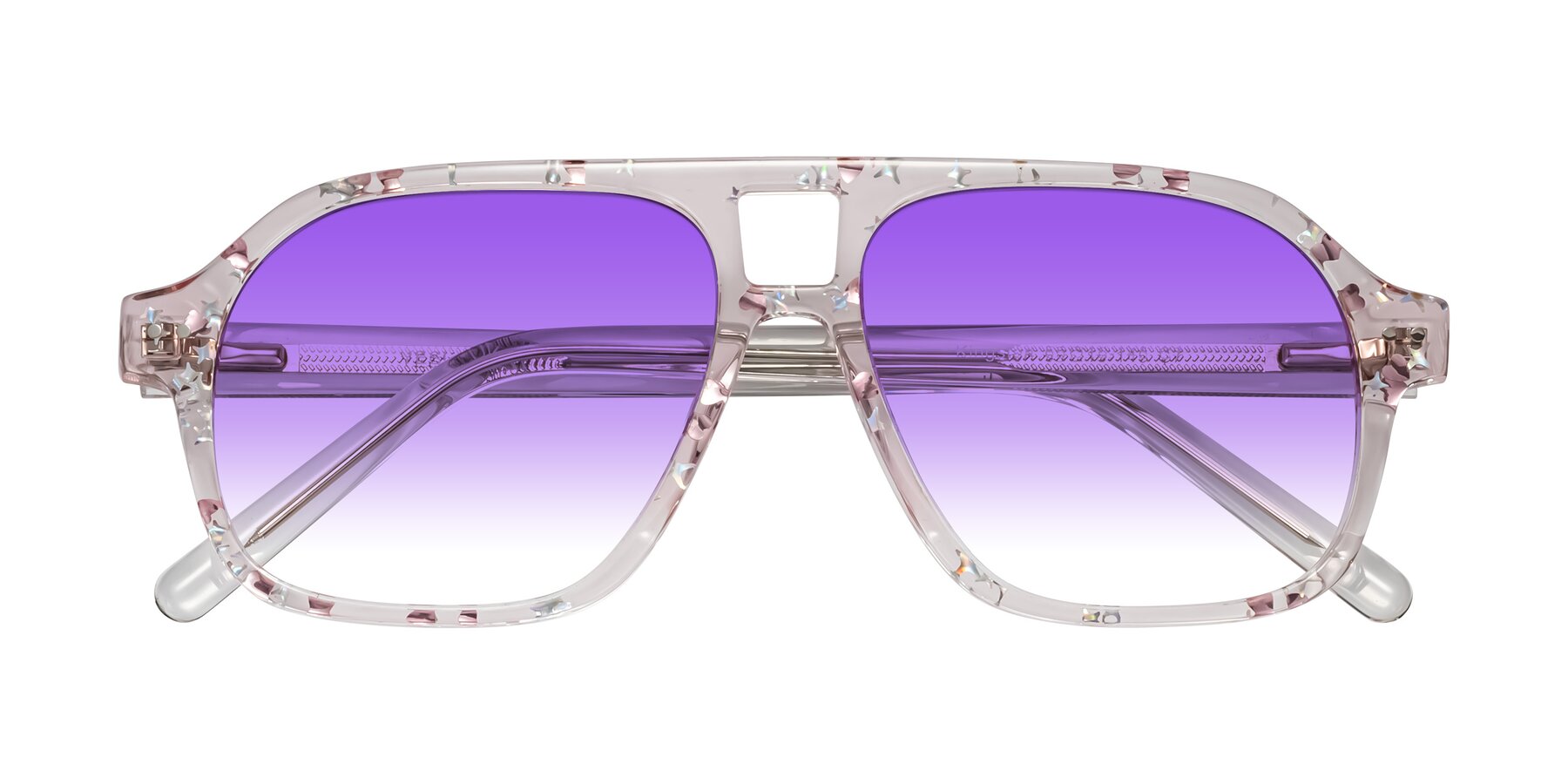 Folded Front of Kingston in Sparkling Blush with Purple Gradient Lenses