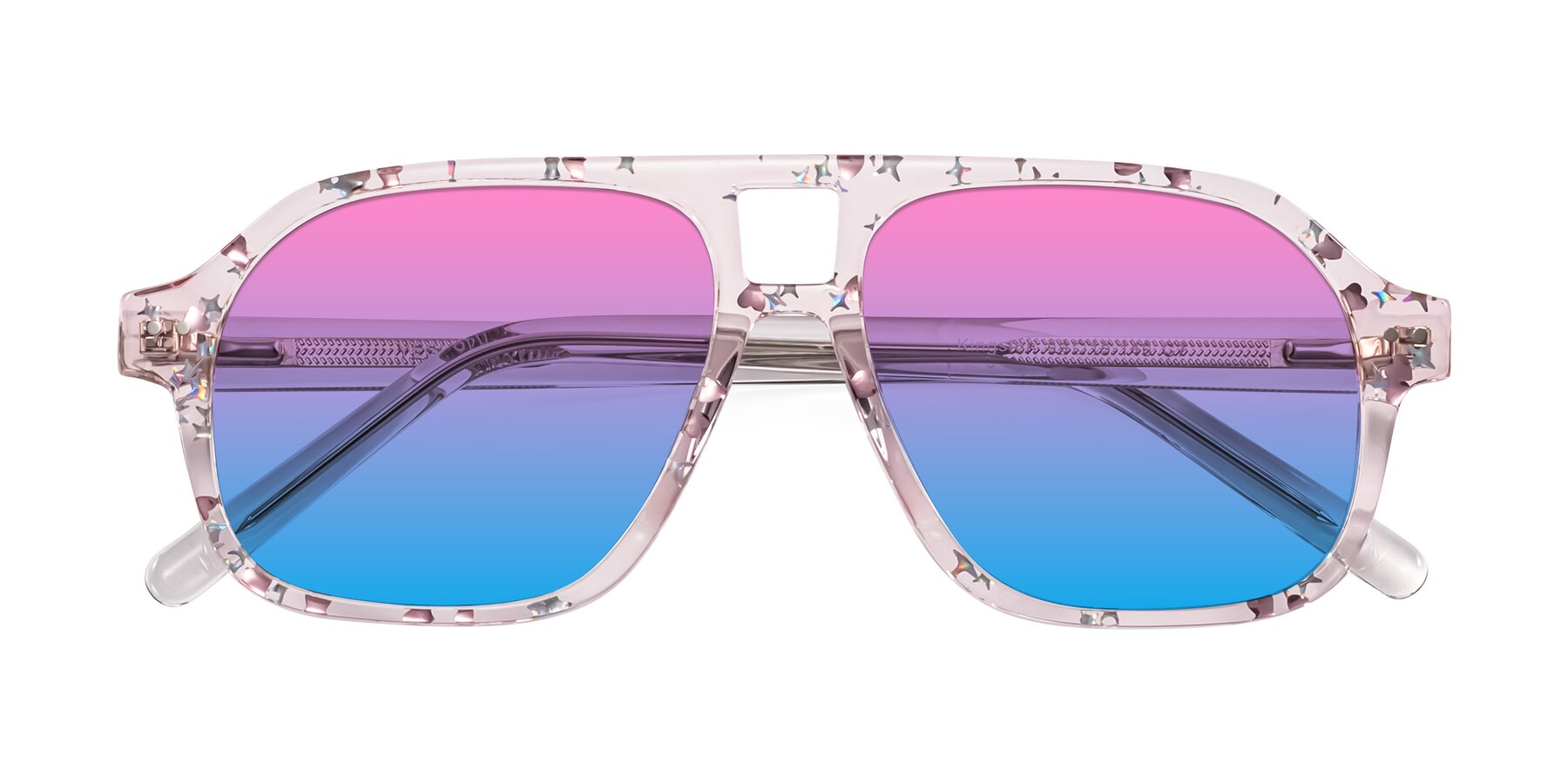 Folded Front of Kingston in Sparkling Blush with Pink / Blue Gradient Lenses