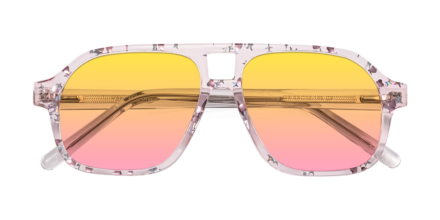 Folded Front of Kingston in Sparkling Blush with Yellow / Pink Gradient Lenses