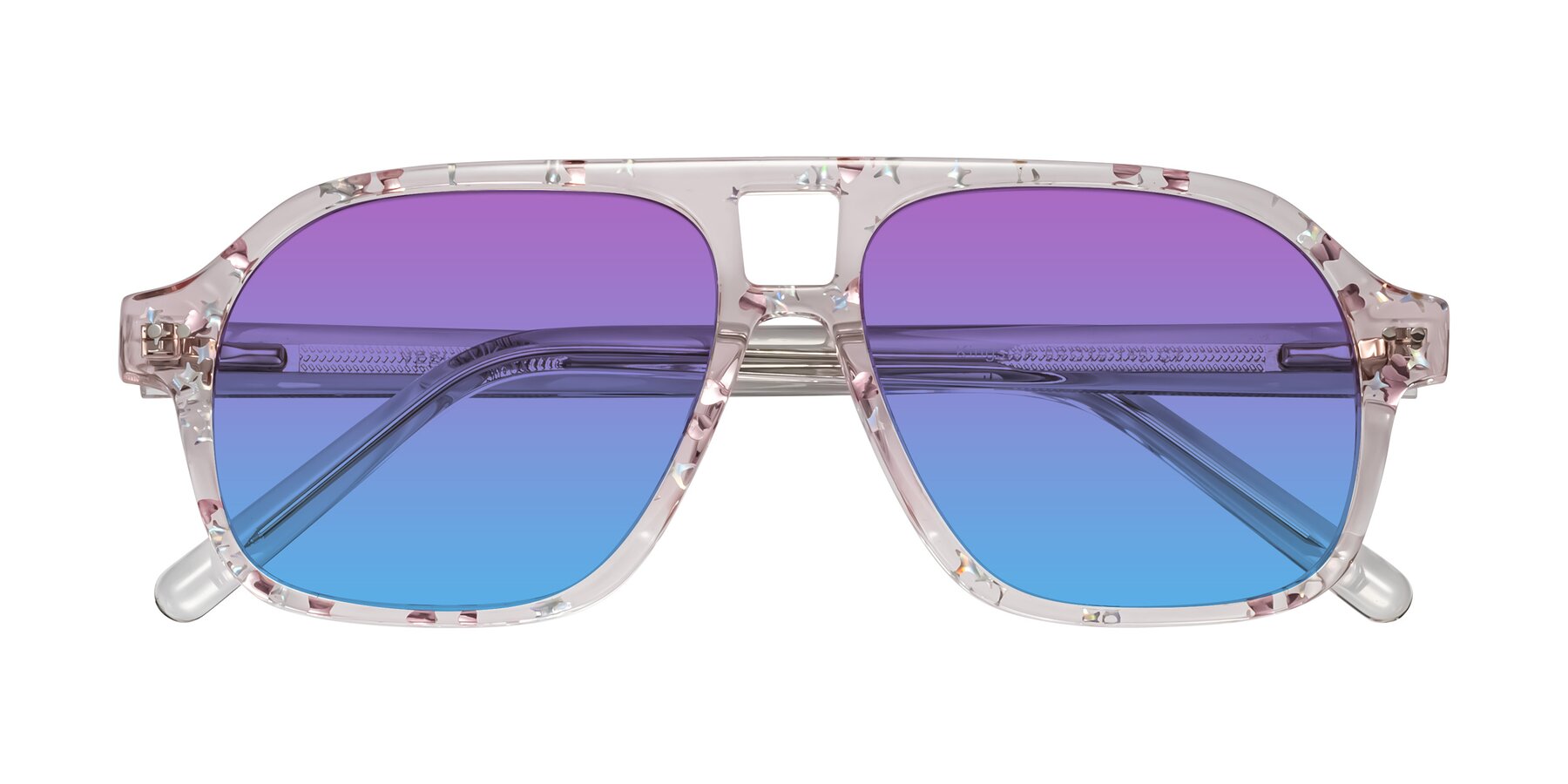 Folded Front of Kingston in Sparkling Blush with Purple / Blue Gradient Lenses