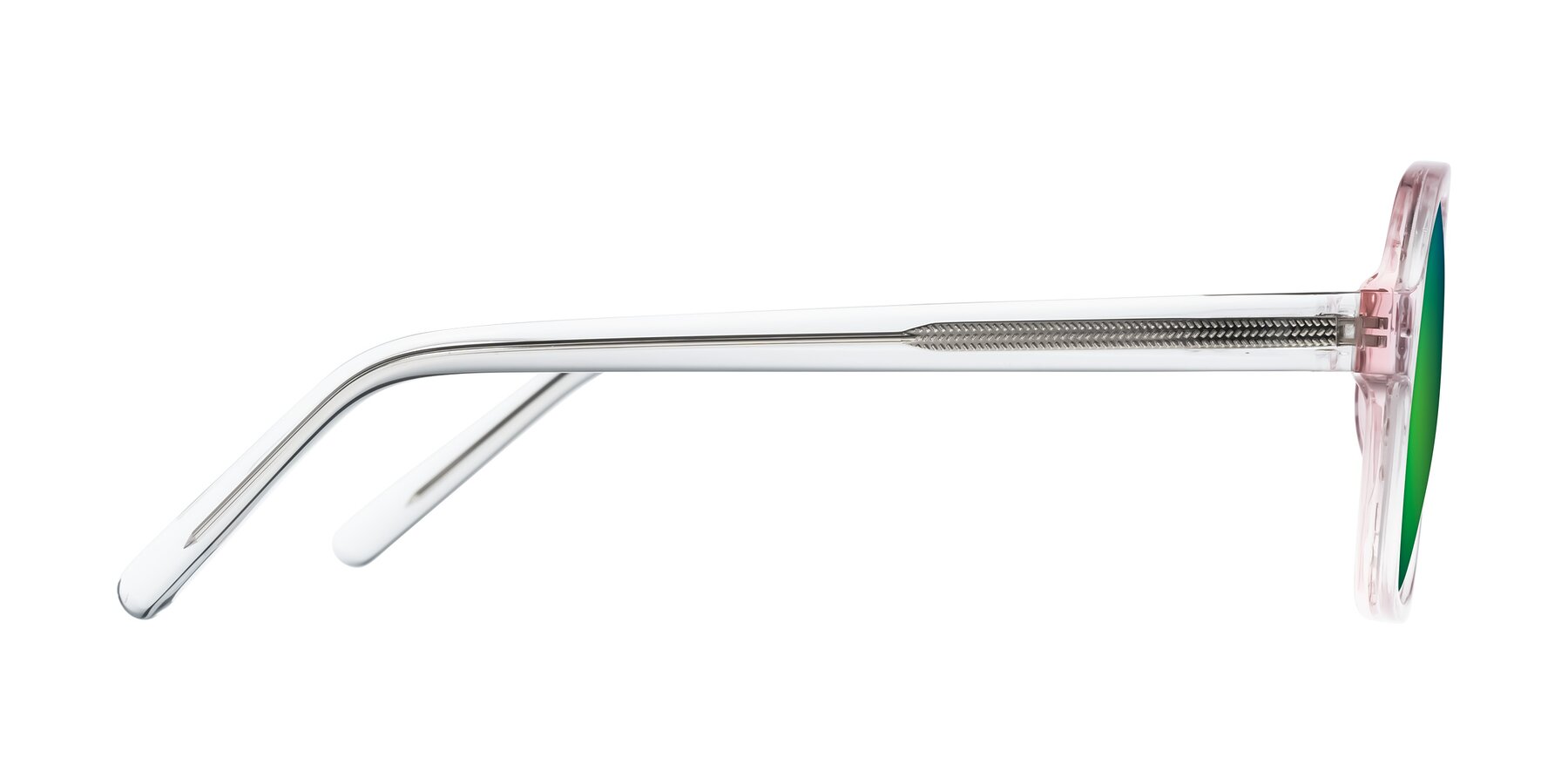 Side of Kingston in Sparkling Blush with Green Mirrored Lenses