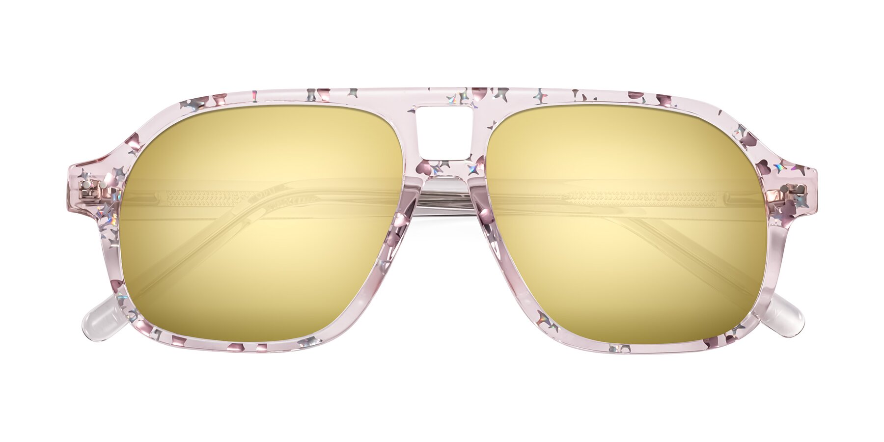 Folded Front of Kingston in Sparkling Blush with Gold Mirrored Lenses