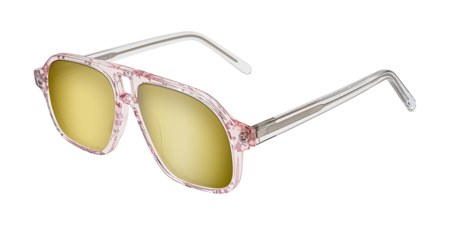 Angle of Kingston in Sparkling Blush with Gold Mirrored Lenses