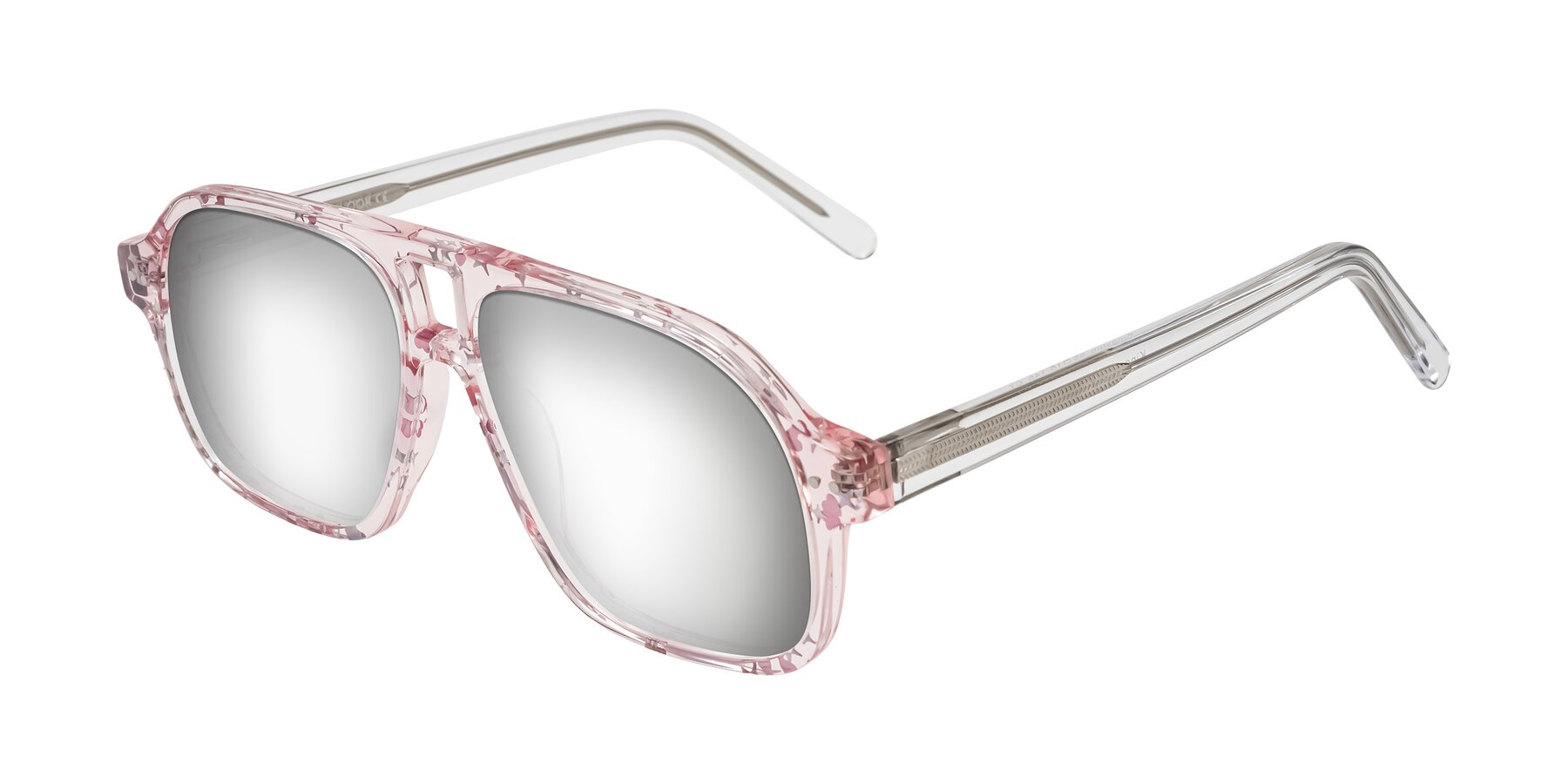 Angle of Kingston in Sparkling Blush with Silver Mirrored Lenses