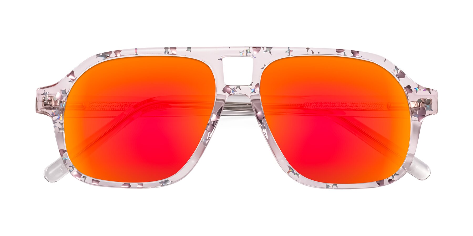 Folded Front of Kingston in Sparkling Blush with Red Gold Mirrored Lenses