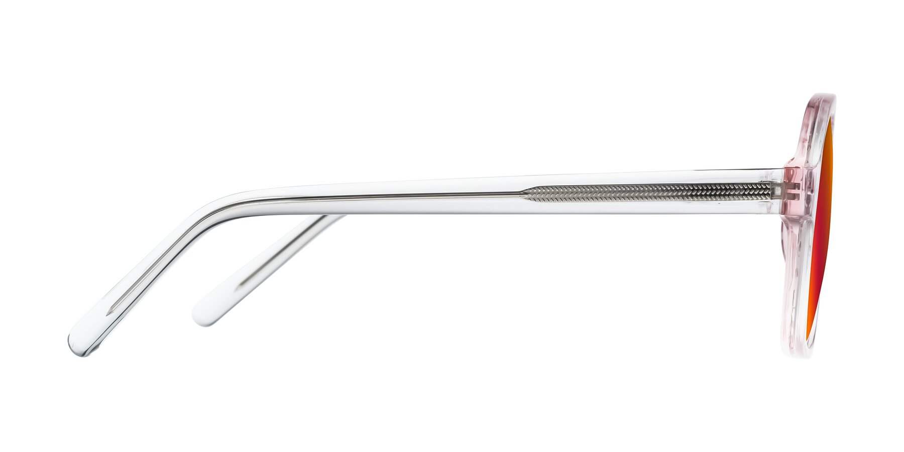 Side of Kingston in Sparkling Blush with Red Gold Mirrored Lenses