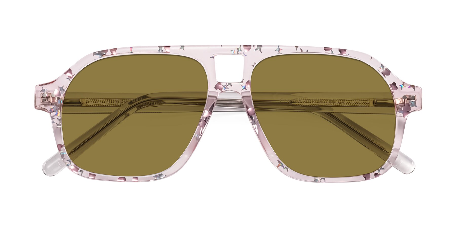 Folded Front of Kingston in Sparkling Blush with Brown Polarized Lenses