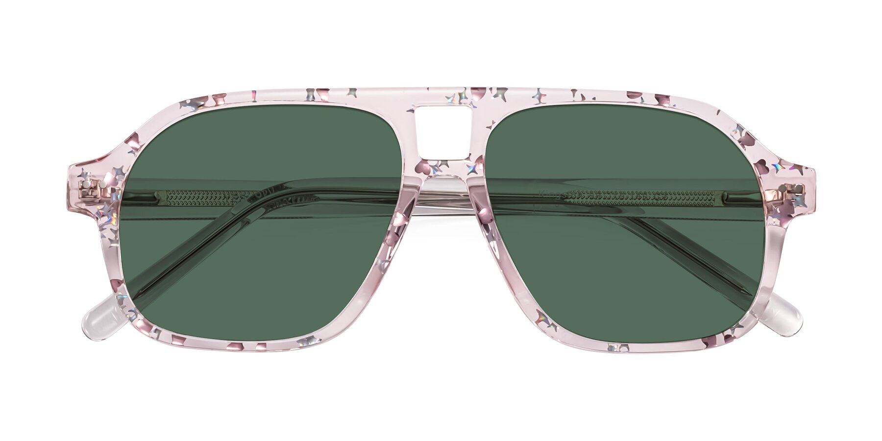 Folded Front of Kingston in Sparkling Blush with Green Polarized Lenses