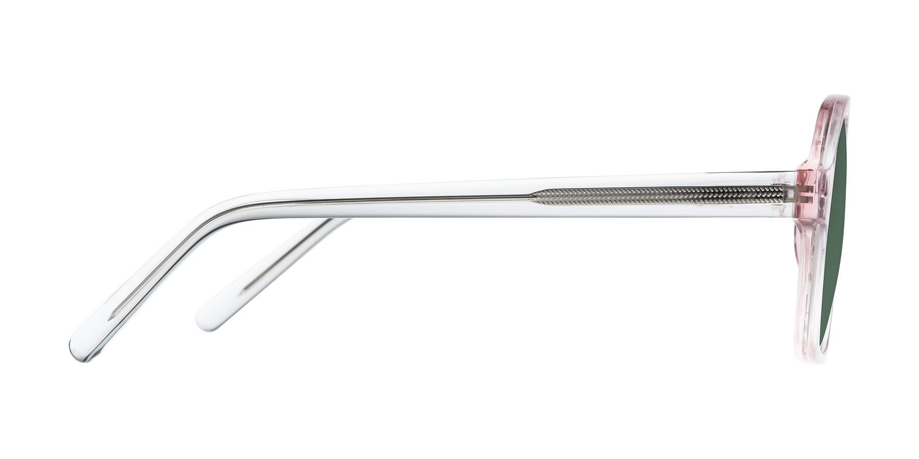 Side of Kingston in Sparkling Blush with Green Polarized Lenses