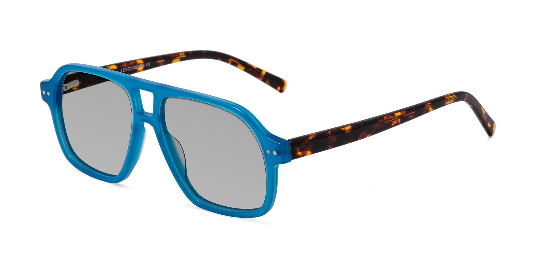 Angle of Kingston in Sky Blue-Tortoise with Light Gray Tinted Lenses