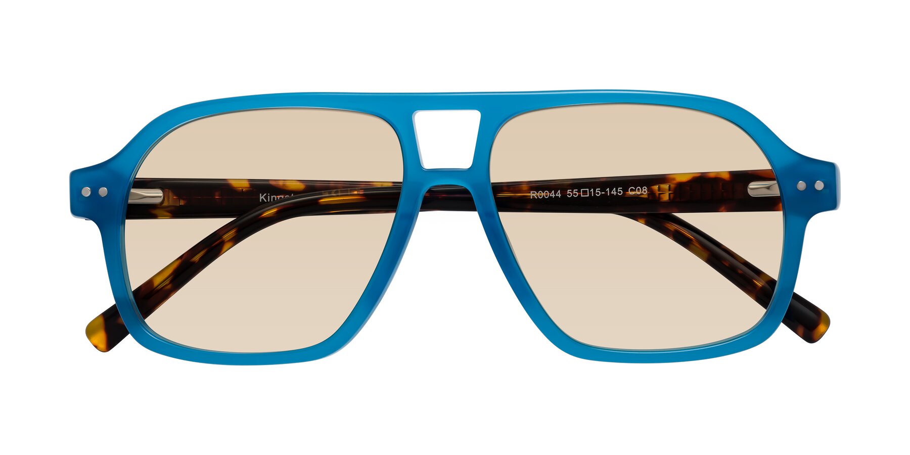 Folded Front of Kingston in Sky Blue-Tortoise with Light Brown Tinted Lenses