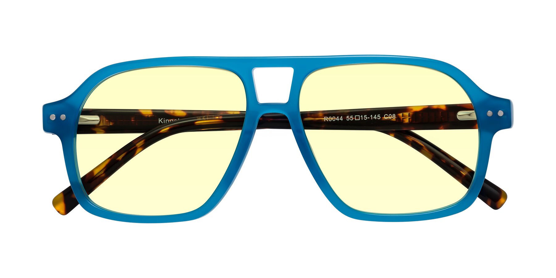 Folded Front of Kingston in Sky Blue-Tortoise with Light Yellow Tinted Lenses