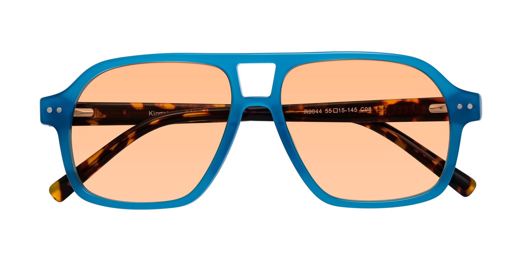 Folded Front of Kingston in Sky Blue-Tortoise with Light Orange Tinted Lenses