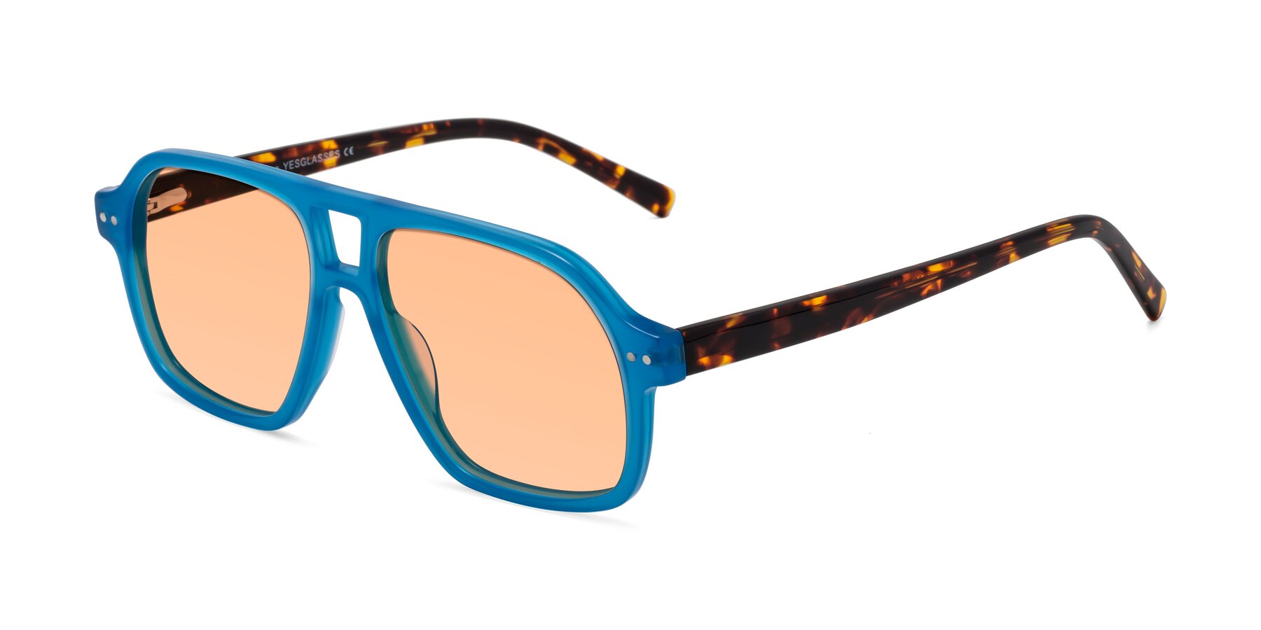 Angle of Kingston in Sky Blue-Tortoise with Light Orange Tinted Lenses