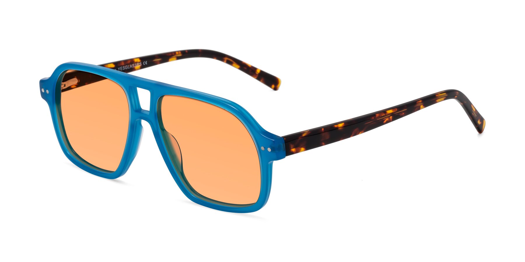 Angle of Kingston in Sky Blue-Tortoise with Medium Orange Tinted Lenses