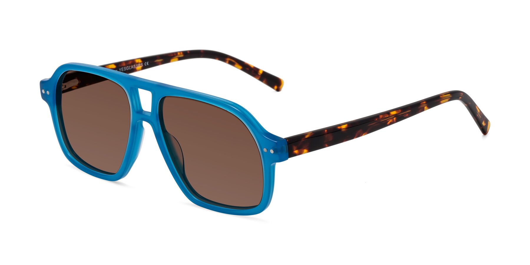 Angle of Kingston in Sky Blue-Tortoise with Brown Tinted Lenses