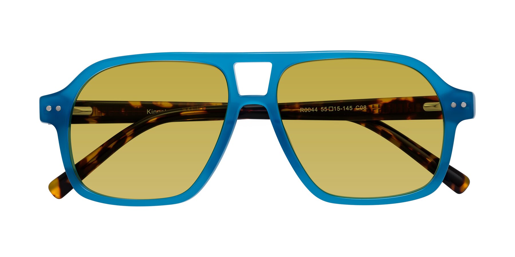 Folded Front of Kingston in Sky Blue-Tortoise with Champagne Tinted Lenses