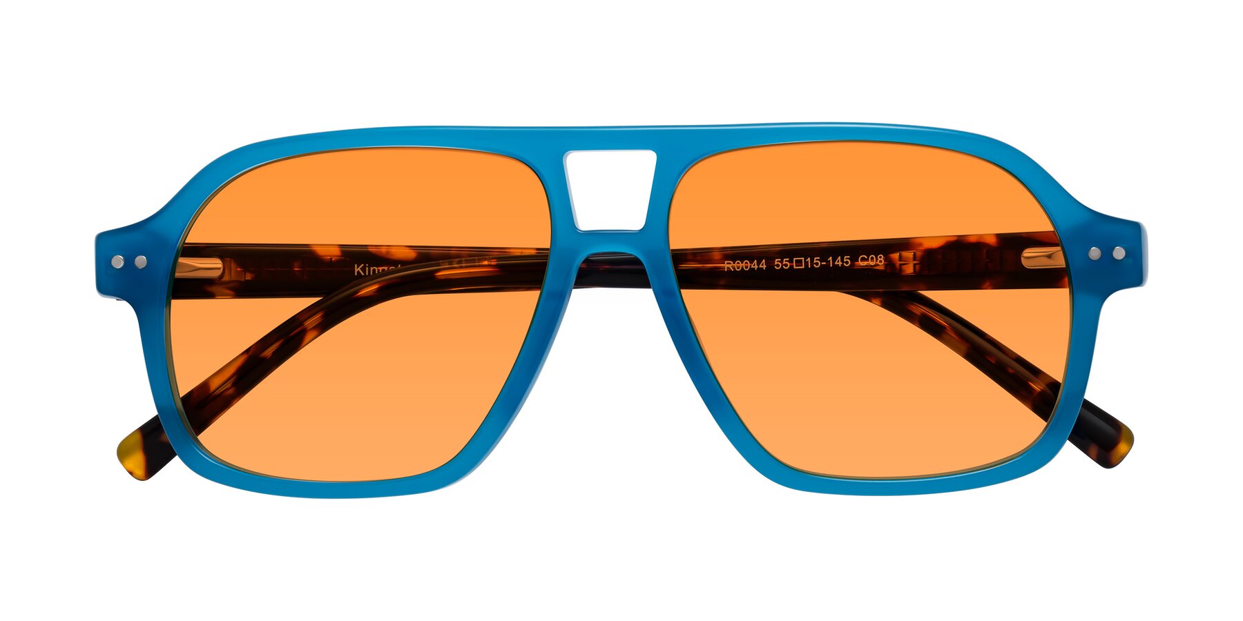 Folded Front of Kingston in Sky Blue-Tortoise with Orange Tinted Lenses