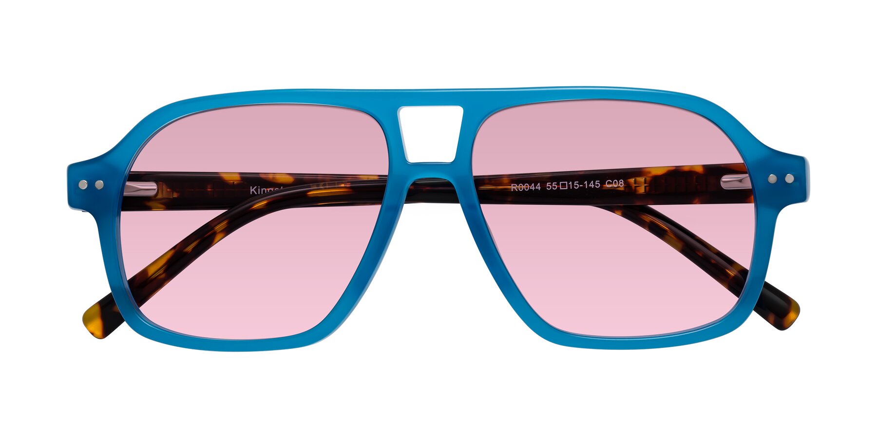 Folded Front of Kingston in Sky Blue-Tortoise with Light Wine Tinted Lenses