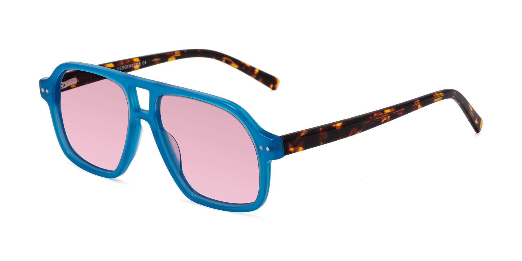 Angle of Kingston in Sky Blue-Tortoise with Light Wine Tinted Lenses